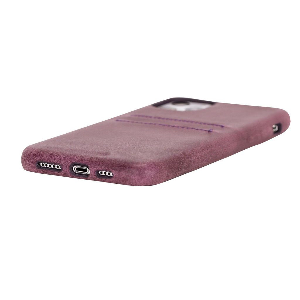 iPhone 11 Pro Max Purple Leather Snap-On Case with Card Holder - Hardiston - 4