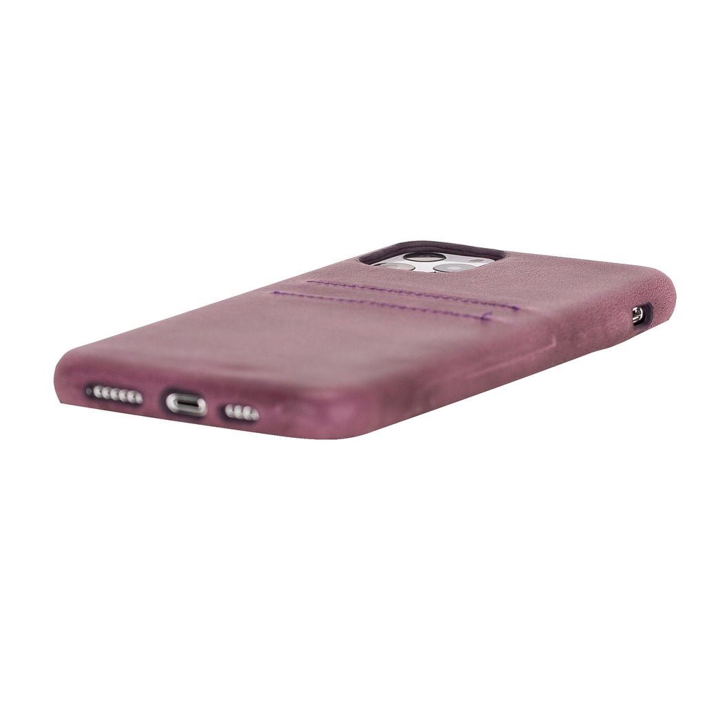 iPhone 11 Pro Max Purple Leather Snap-On Case with Card Holder - Hardiston - 5