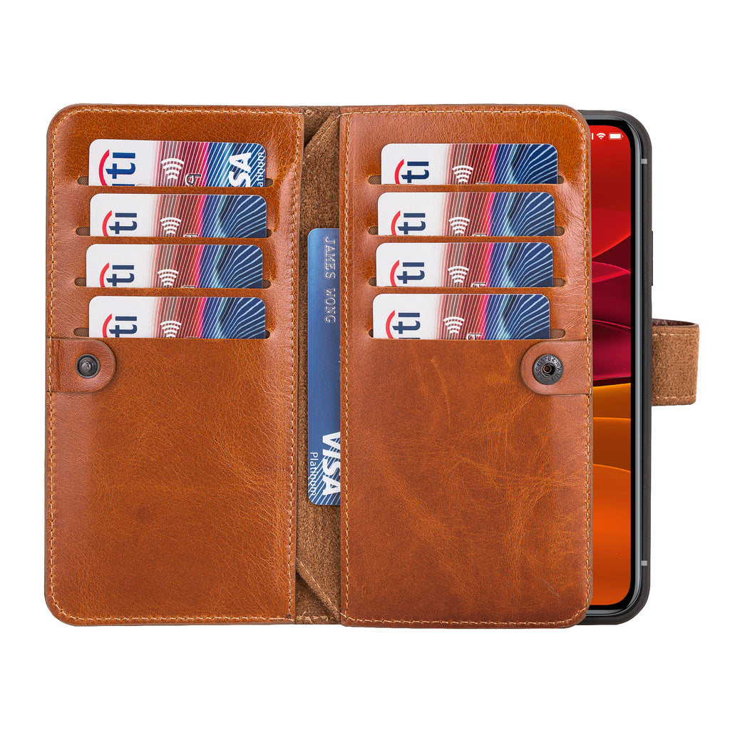 iPhone 11 Pro Max Russet Leather Detachable Dual 2-in-1 Wallet Case with Card Holder - Hardiston - 2
