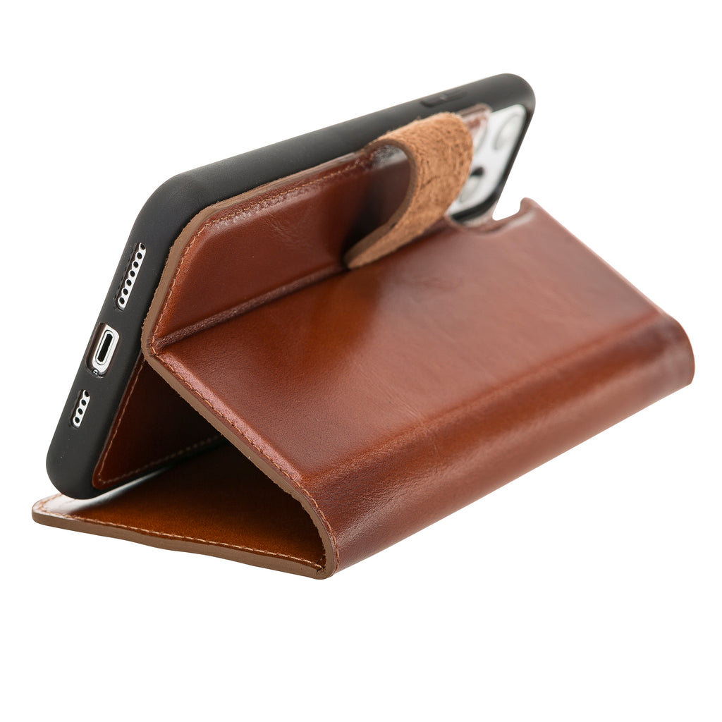 iPhone 11 Pro Max Russet Leather Detachable 2-in-1 Wallet Case with Card Holder - Hardiston - 7