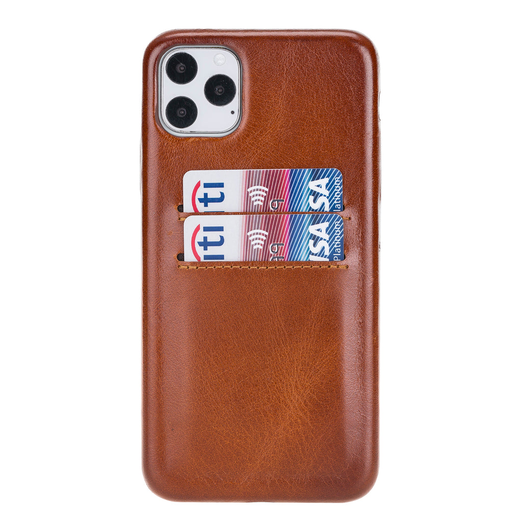 iPhone 11 Pro Max Russet Leather Snap-On Case with Card Holder - Hardiston - 1