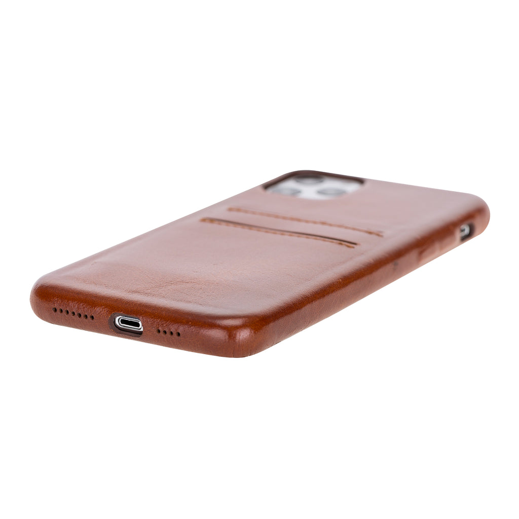 iPhone 11 Pro Max Russet Leather Snap-On Case with Card Holder - Hardiston - 4