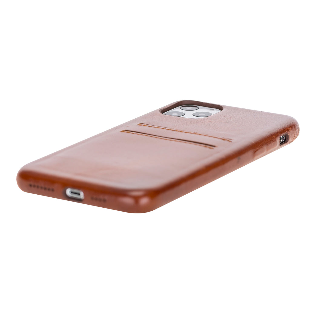iPhone 11 Pro Max Russet Leather Snap-On Case with Card Holder - Hardiston - 5