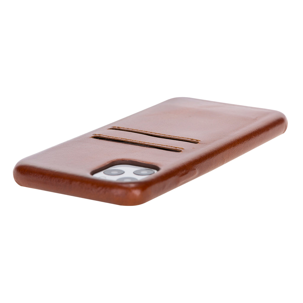 iPhone 11 Pro Max Russet Leather Snap-On Case with Card Holder - Hardiston - 6