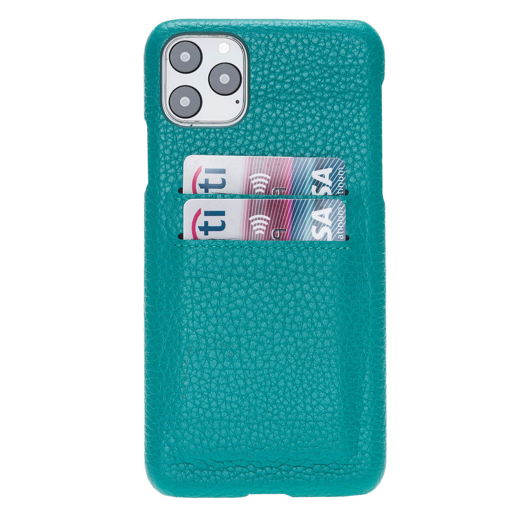iPhone 11 Pro Max Turquoise Leather Snap-On Case with Card Holder - Hardiston - 1