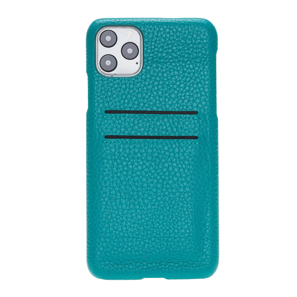 iPhone 11 Pro Max Turquoise Leather Snap-On Case with Card Holder - Hardiston - 4