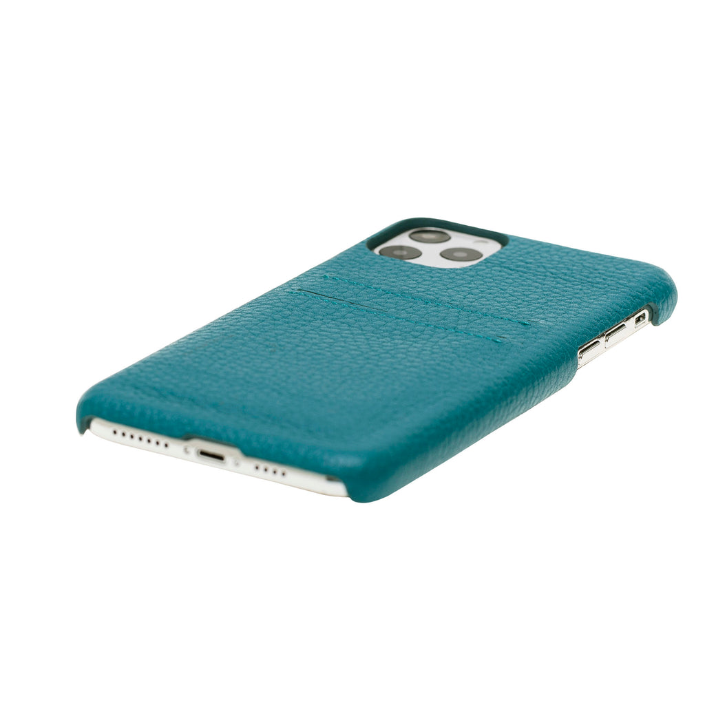 iPhone 11 Pro Max Turquoise Leather Snap-On Case with Card Holder - Hardiston - 6