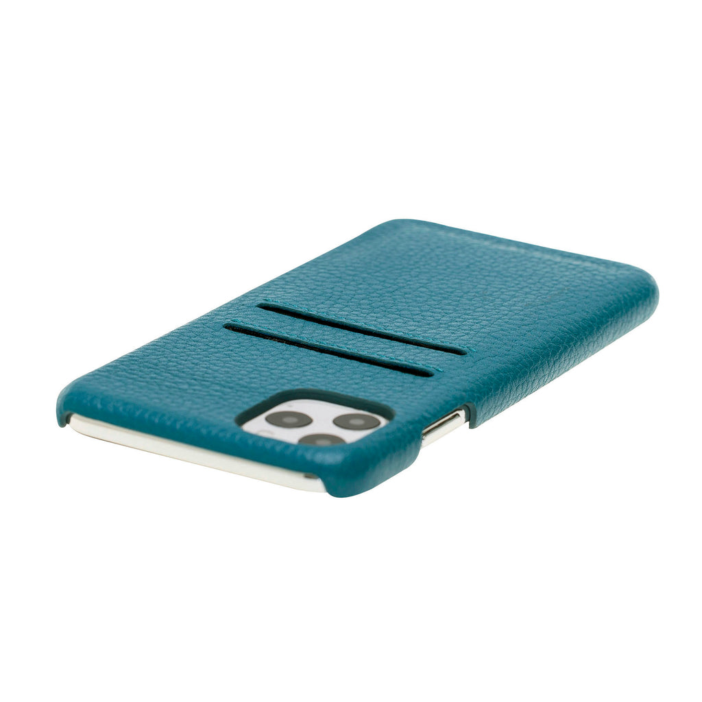 iPhone 11 Pro Max Turquoise Leather Snap-On Case with Card Holder - Hardiston - 7