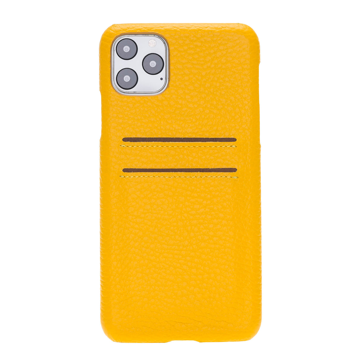 iPhone 11 Pro Max Yellow Leather Snap-On Case with Card Holder - Hardiston - 4