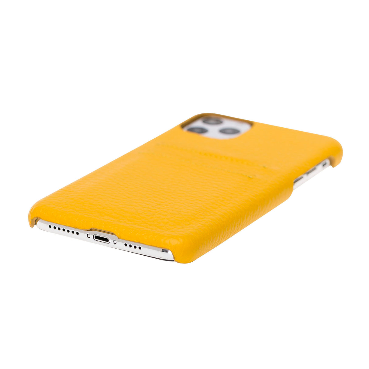 iPhone 11 Pro Max Yellow Leather Snap-On Case with Card Holder - Hardiston - 5