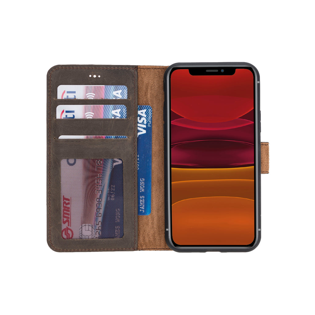 iPhone 11 Pro Mocha Leather Detachable 2-in-1 Wallet Case with Card Holder - Hardiston - 2