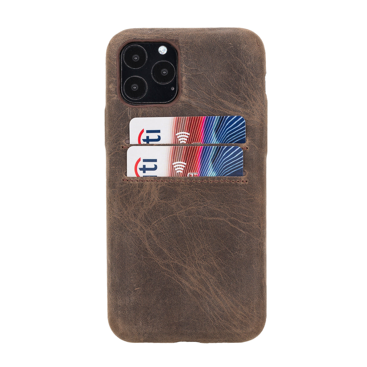 iPhone 11 Pro Mocha Leather Snap-On Case with Card Holder - Hardiston - 1