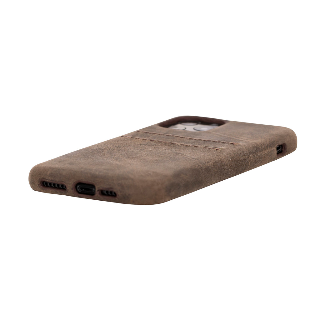 iPhone 11 Pro Mocha Leather Snap-On Case with Card Holder - Hardiston - 4