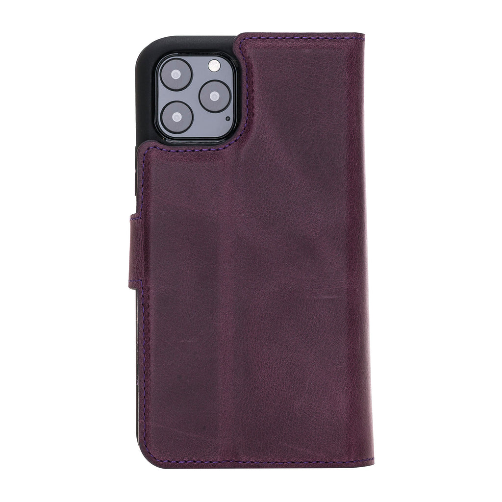iPhone 11 Pro Purple Leather Detachable Dual 2-in-1 Wallet Case with Card Holder - Hardiston - 4