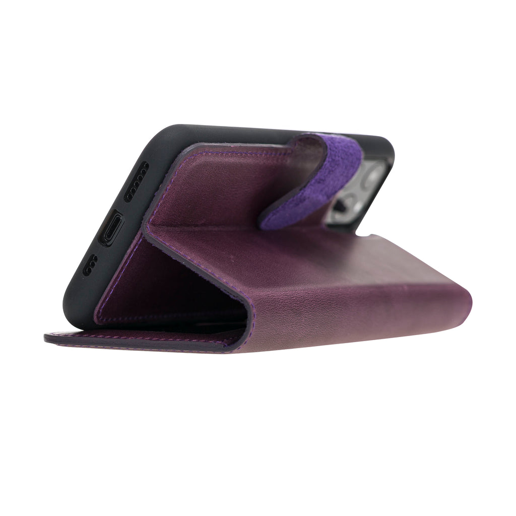 iPhone 11 Pro Purple Leather Detachable 2-in-1 Wallet Case with Card Holder - Hardiston - 7