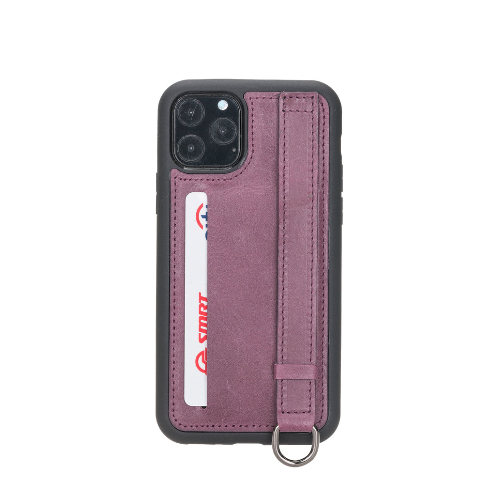 iPhone 11 Pro Purple Leather Snap-On Case with Card Holder - Hardiston - 1