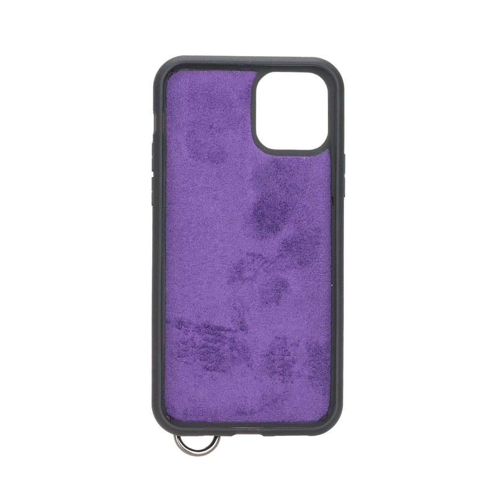 iPhone 11 Pro Purple Leather Snap-On Case with Card Holder - Hardiston - 3