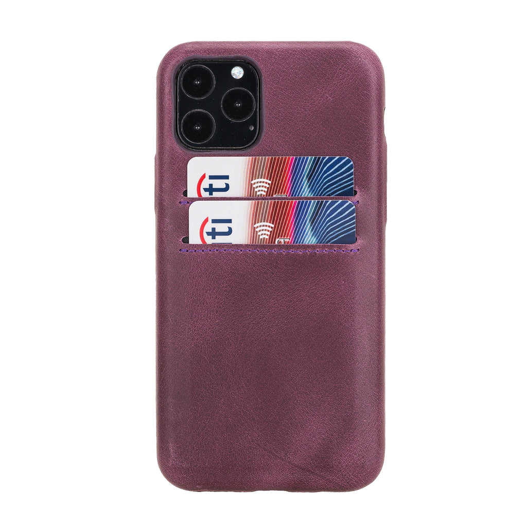 iPhone 11 Pro Purple Leather Snap-On Case with Card Holder - Hardiston - 1