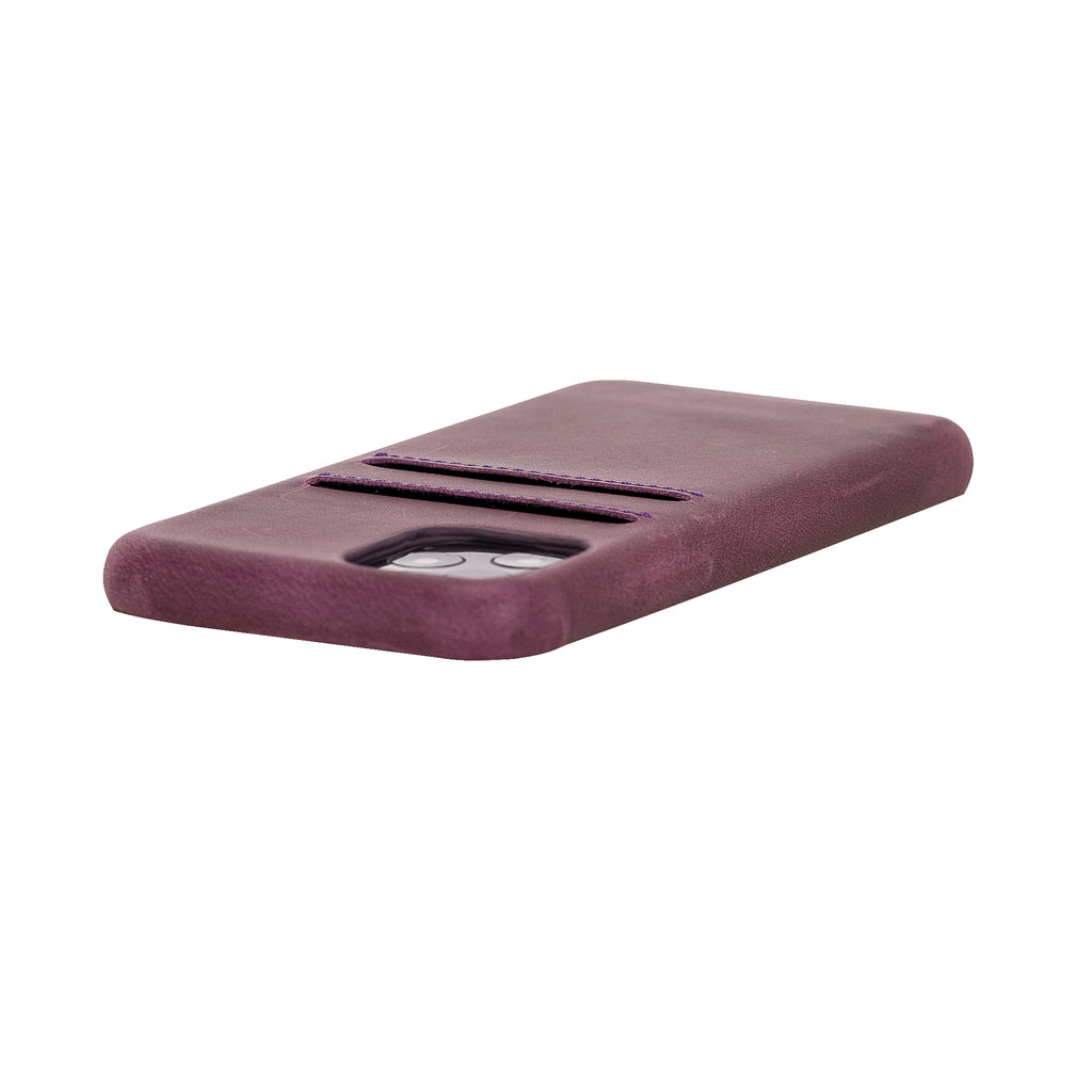 iPhone 11 Pro Purple Leather Snap-On Case with Card Holder - Hardiston - 6
