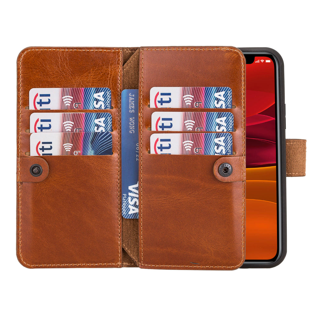 iPhone 11 Pro Russet Leather Detachable Dual 2-in-1 Wallet Case with Card Holder - Hardiston - 2