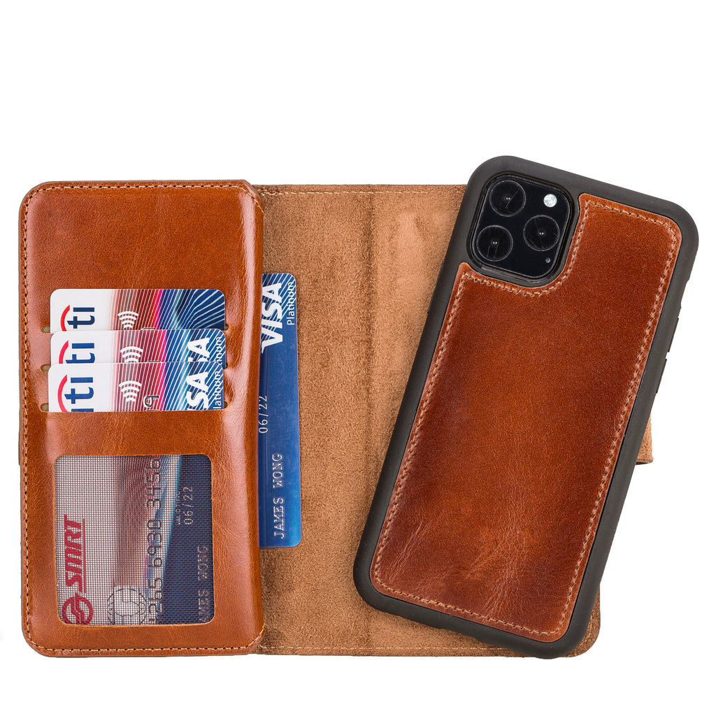 iPhone 11 Pro Russet Leather Detachable Dual 2-in-1 Wallet Case with Card Holder - Hardiston - 6