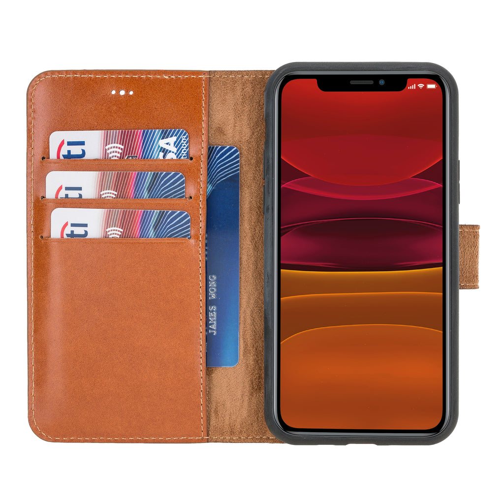 iPhone 11 Pro Russet Leather Detachable 2-in-1 Wallet Case with Card Holder - Hardiston - 2