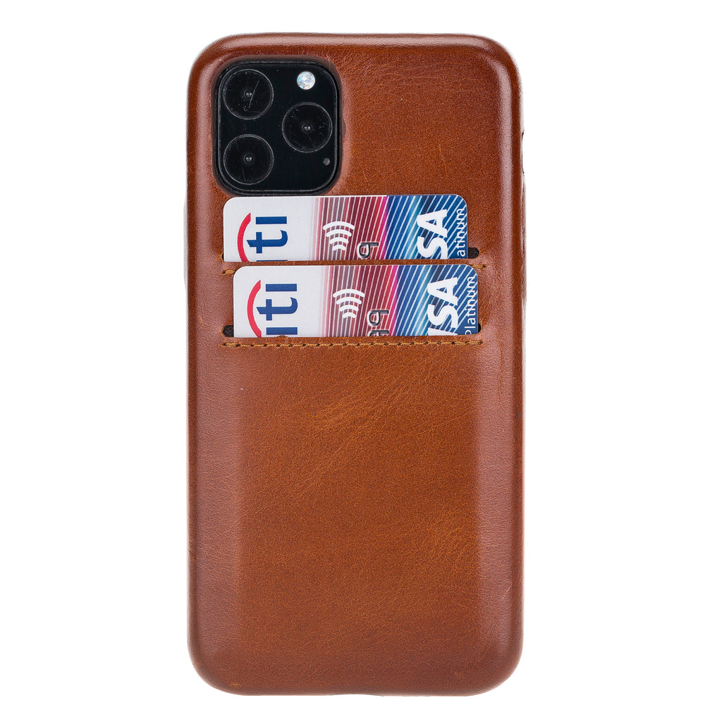 iPhone 11 Pro Russet Leather Snap-On Case with Card Holder - Hardiston - 1