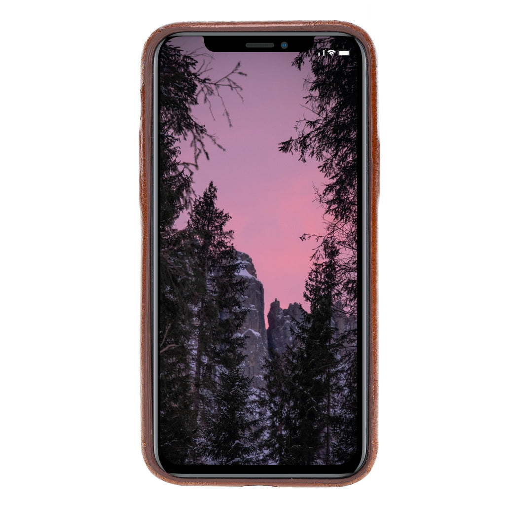 iPhone 11 Pro Russet Leather Snap-On Case with Card Holder - Hardiston - 2