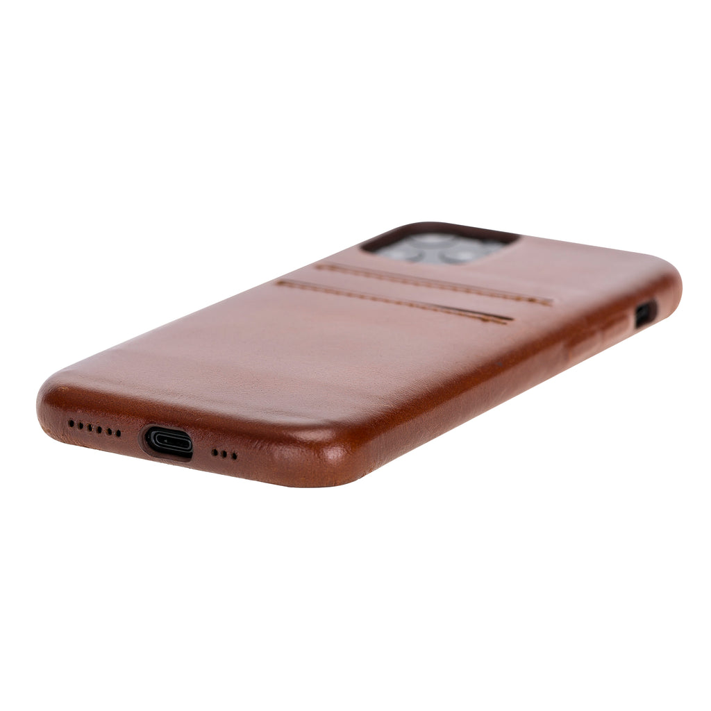 iPhone 11 Pro Russet Leather Snap-On Case with Card Holder - Hardiston - 4
