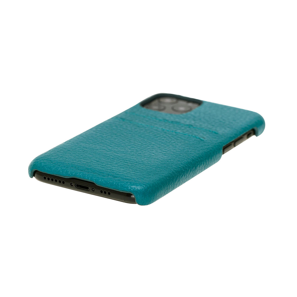 iPhone 11 Pro Turquoise Leather Snap-On Case with Card Holder - Hardiston - 5
