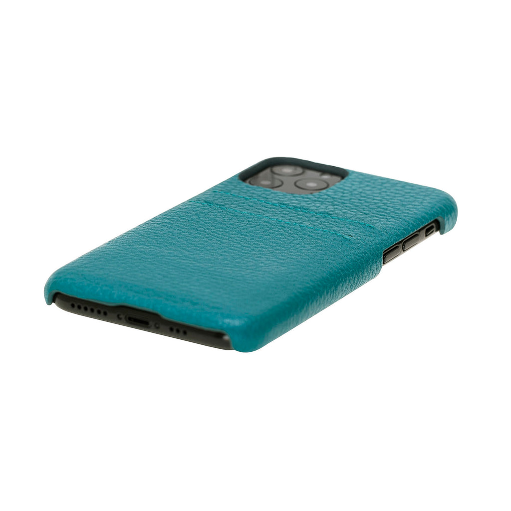 iPhone 11 Pro Turquoise Leather Snap-On Case with Card Holder - Hardiston - 6