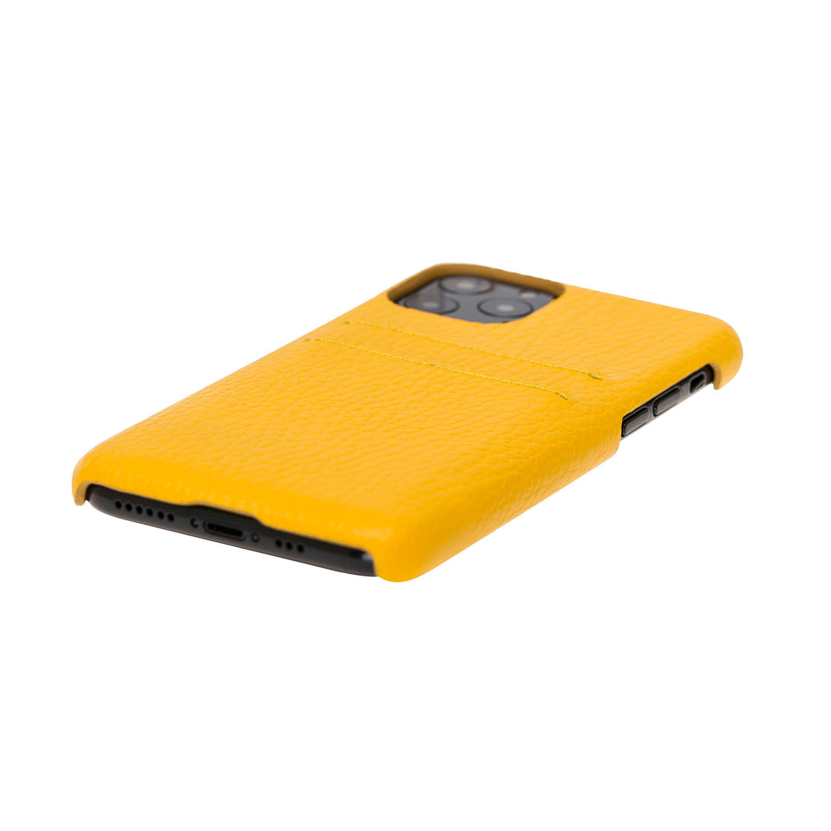 iPhone 11 Pro Yellow Leather Snap-On Case with Card Holder - Hardiston - 6