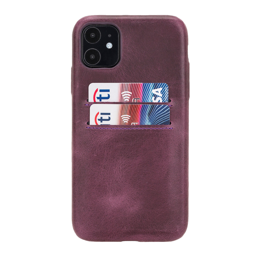 iPhone 11 Purple Leather Snap-On Case with Card Holder - Hardiston - 1