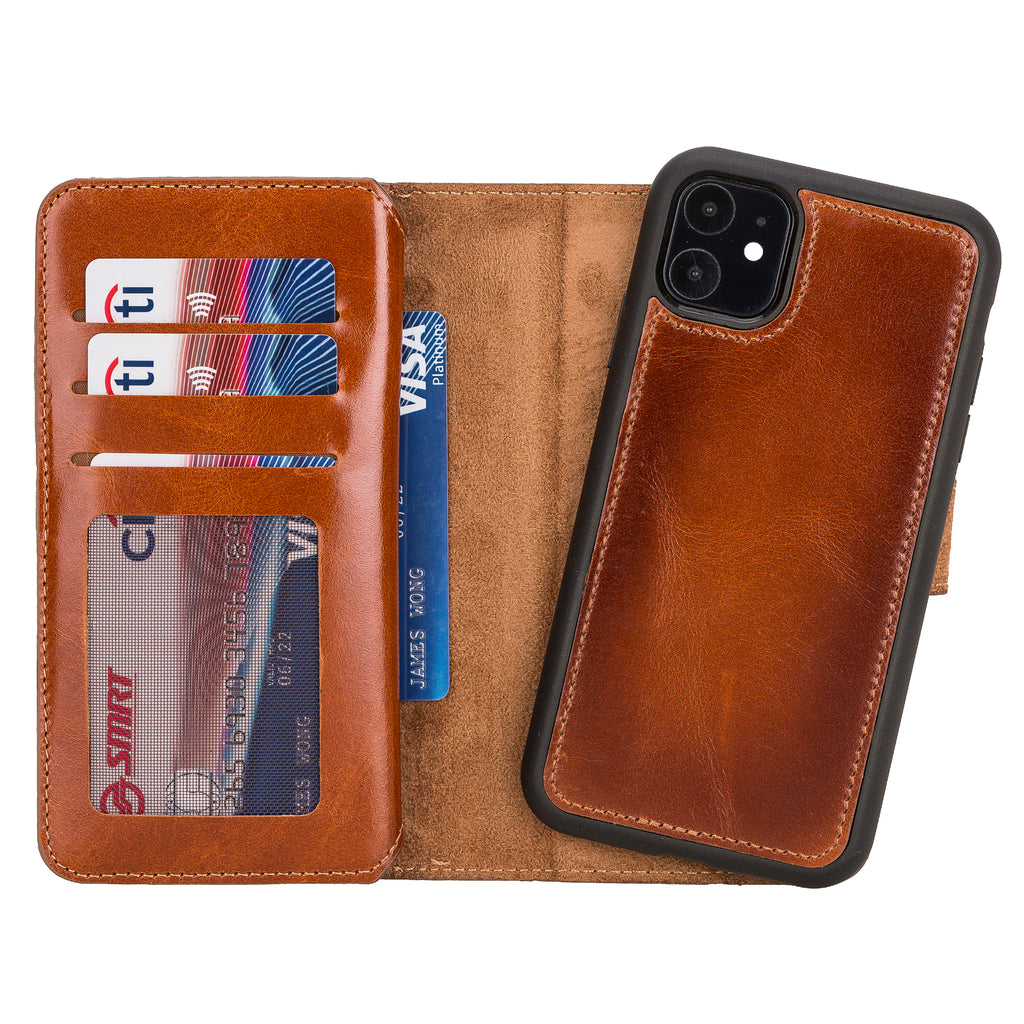iPhone 11 Russet Leather Detachable Dual 2-in-1 Wallet Case with Card Holder - Hardiston - 3