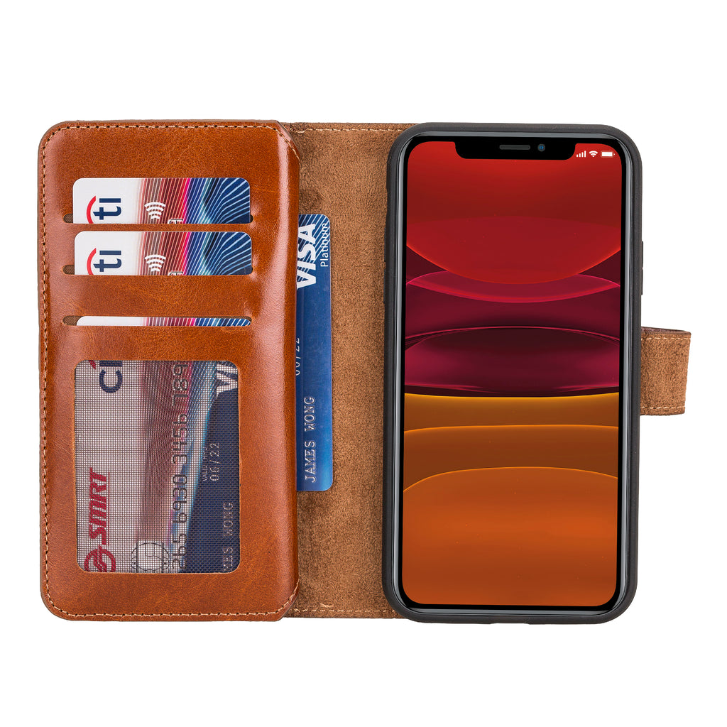 iPhone 11 Russet Leather Detachable Dual 2-in-1 Wallet Case with Card Holder - Hardiston - 4