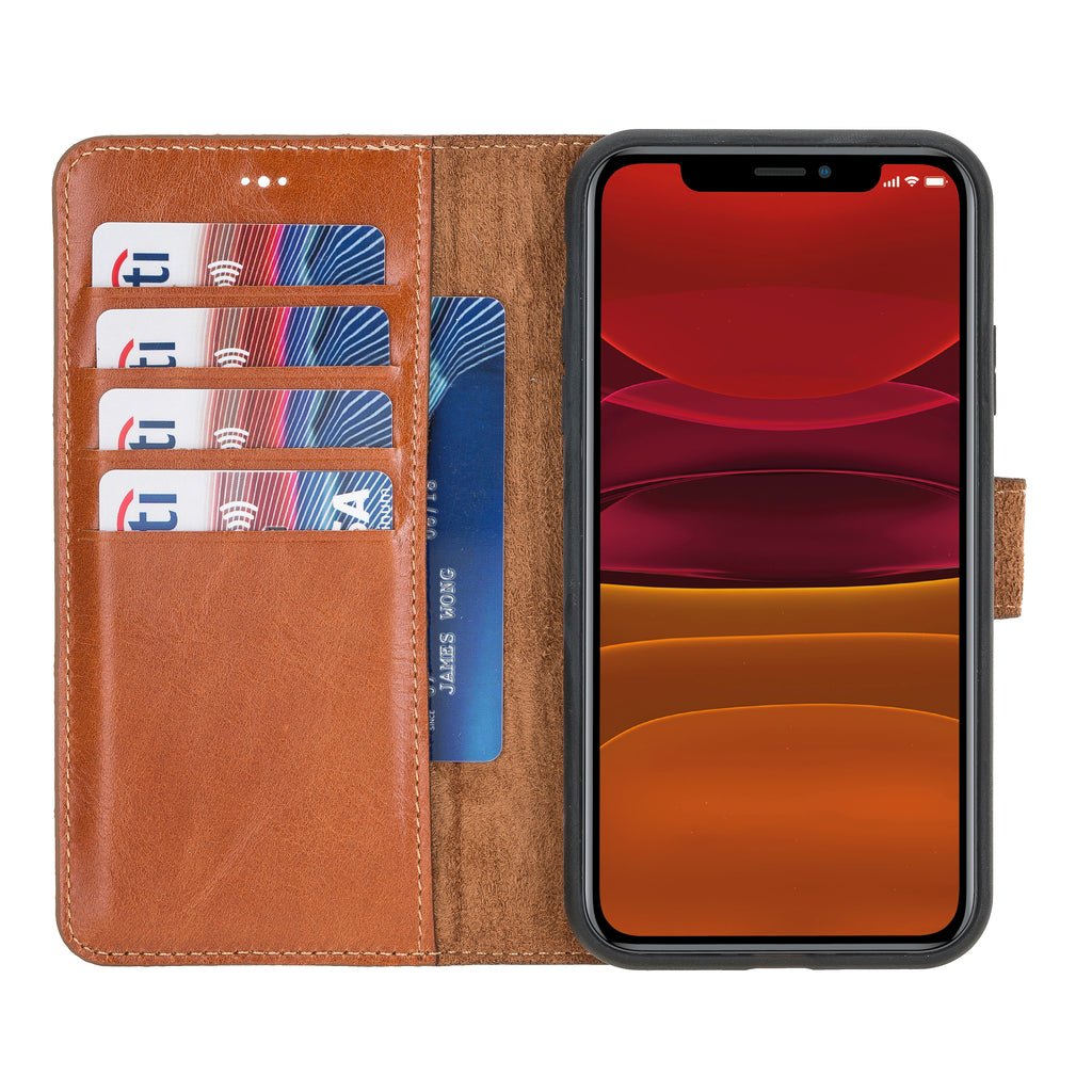 iPhone 11 Russet Leather Detachable 2-in-1 Wallet Case with Card Holder - Hardiston - 2