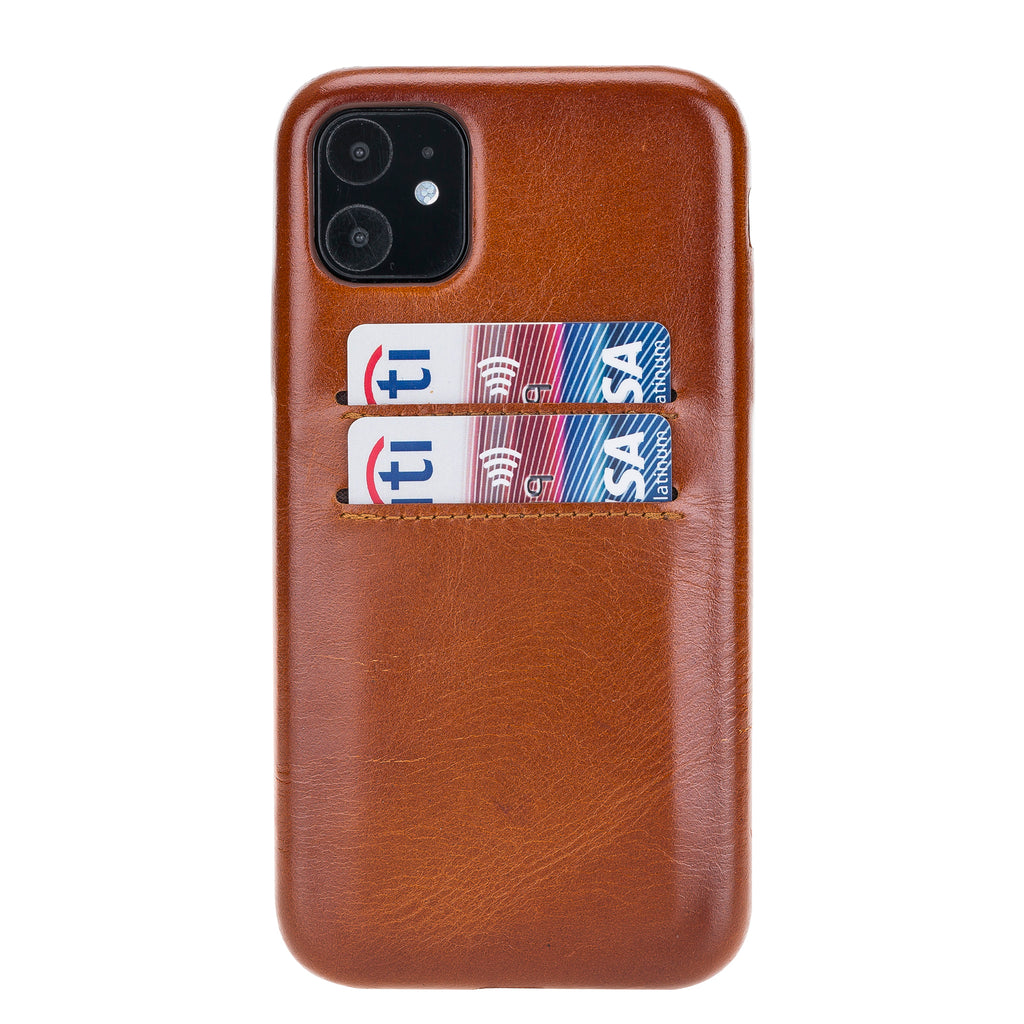 iPhone 11 Russet Leather Snap-On Case with Card Holder - Hardiston - 1