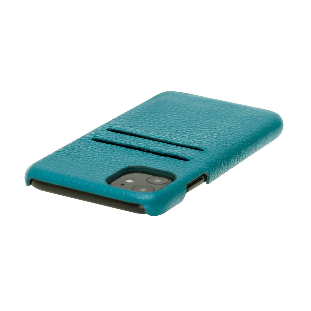 iPhone 11 Turquoise Leather Snap-On Case with Card Holder - Hardiston - 7