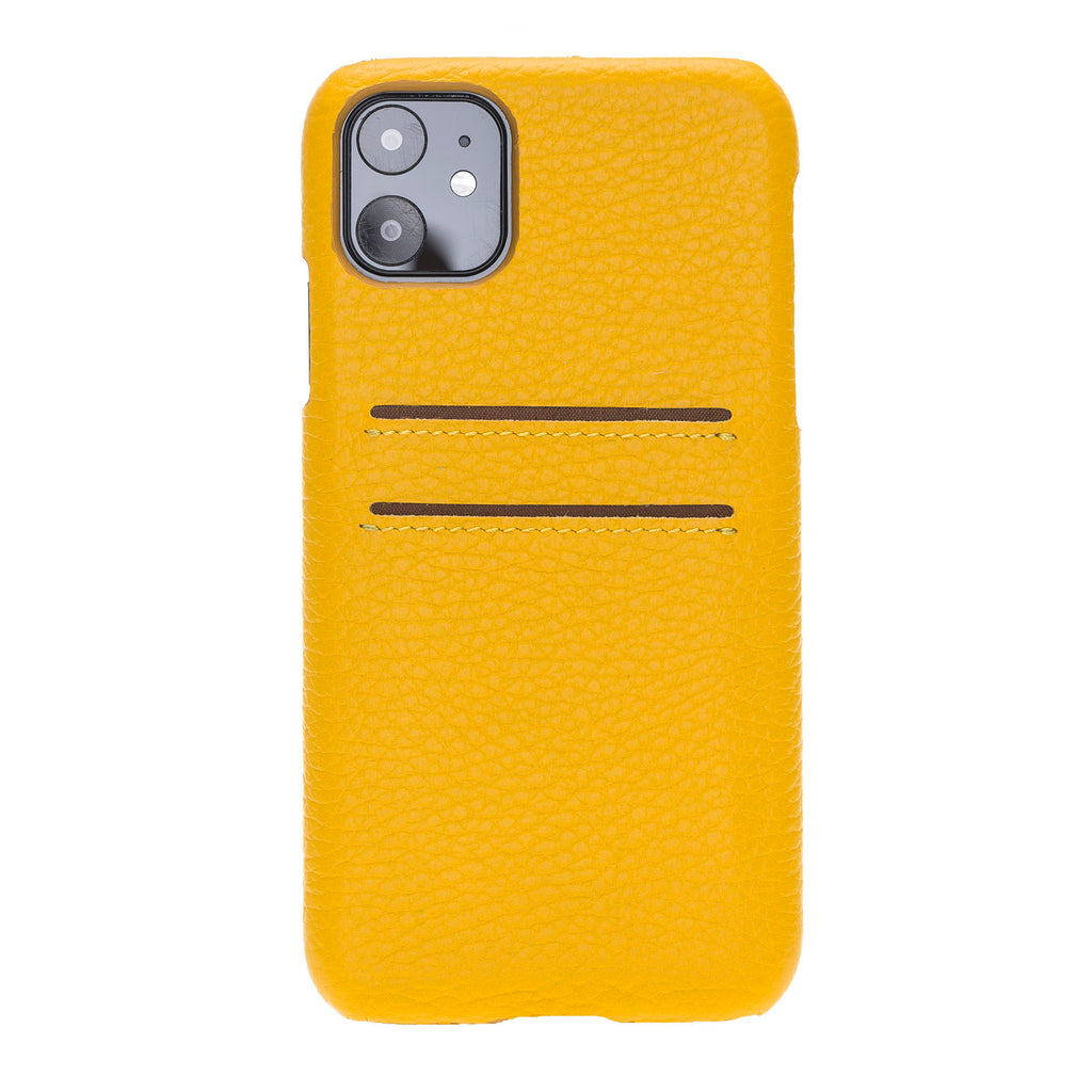 iPhone 11 Yellow Leather Snap-On Case with Card Holder - Hardiston - 4