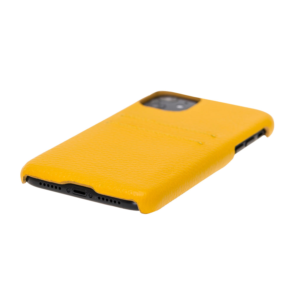 iPhone 11 Yellow Leather Snap-On Case with Card Holder - Hardiston - 5