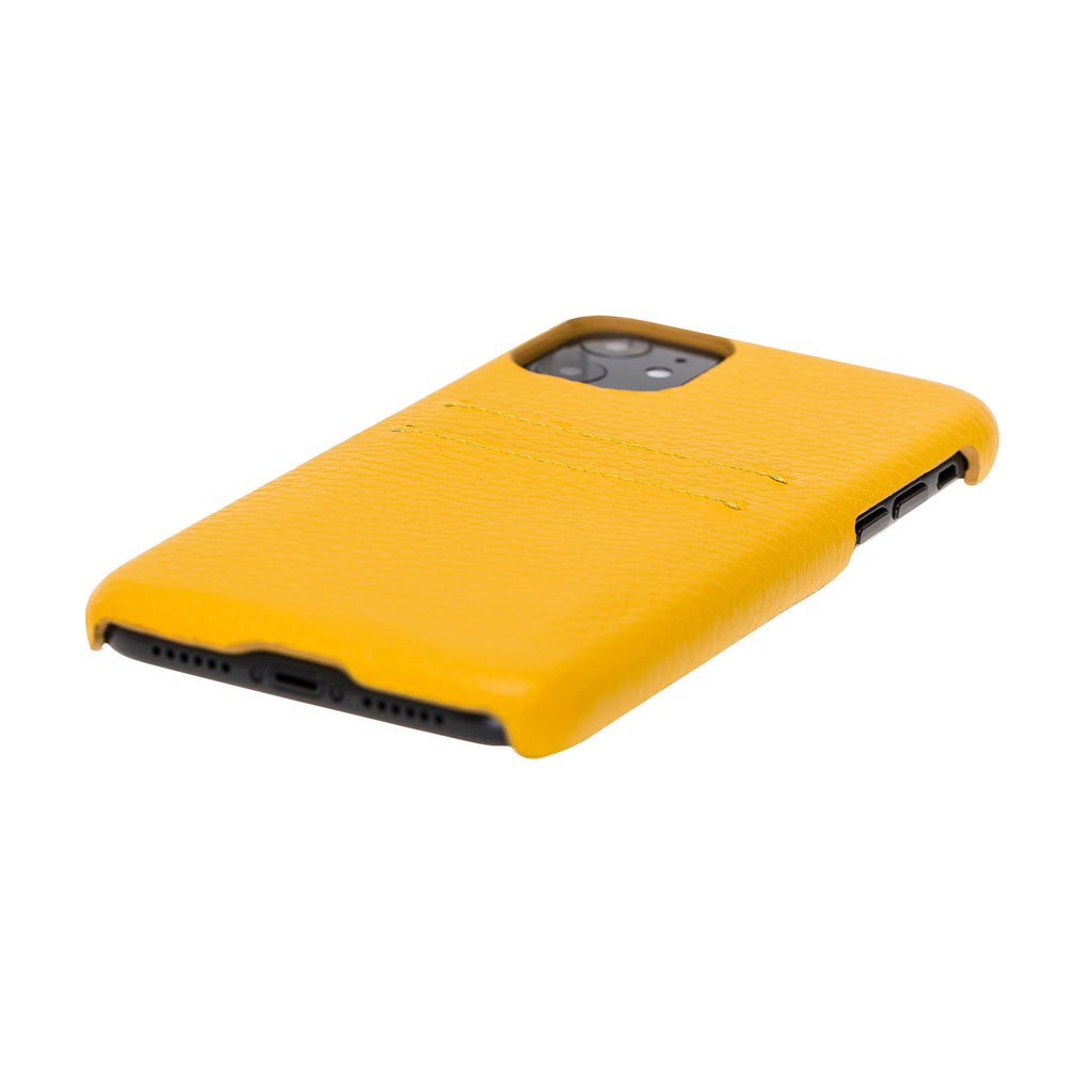 iPhone 11 Yellow Leather Snap-On Case with Card Holder - Hardiston - 6