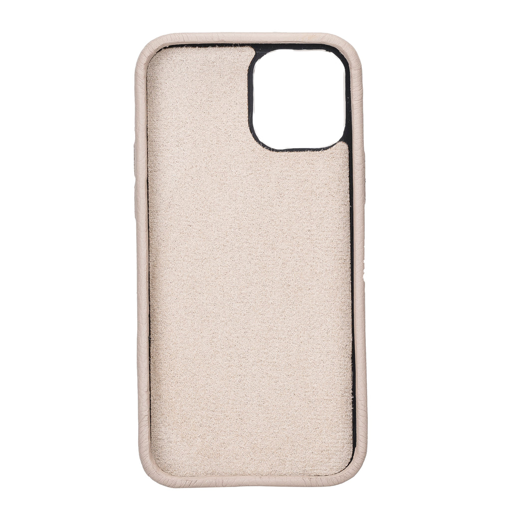 iPhone 12 Beige Leather Snap-On Case with Card Holder - Hardiston - 3