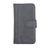 iPhone 12 Black Leather Detachable Dual 2-in-1 Wallet Case with Card Holder and MagSafe - Hardiston - 4