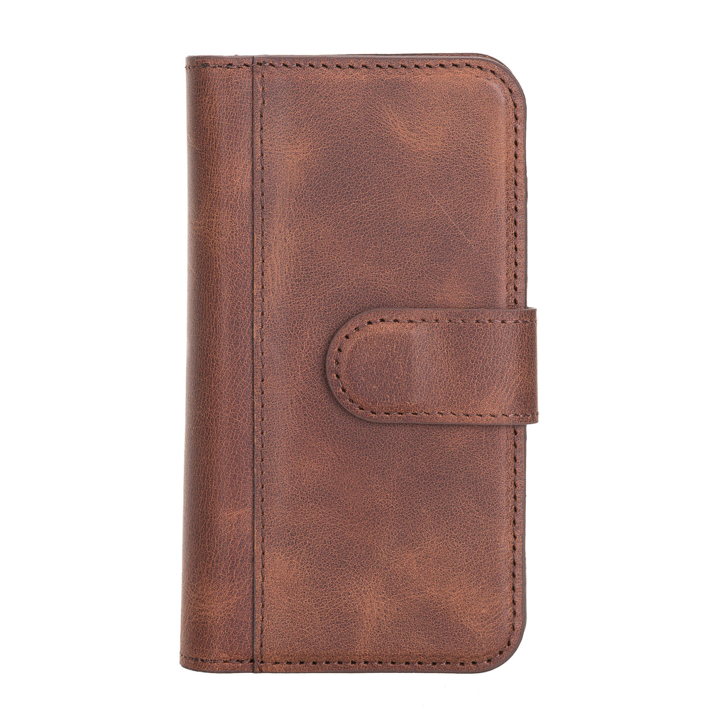 iPhone 12 Brown Leather Detachable Dual 2-in-1 Wallet Case with Card Holder and MagSafe - Hardiston - 4