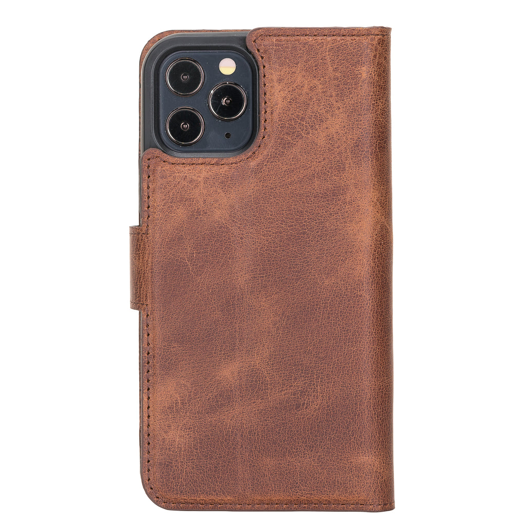 iPhone 12 Brown Leather Detachable 2-in-1 Wallet Case with Card Holder and MagSafe - Hardiston - 3