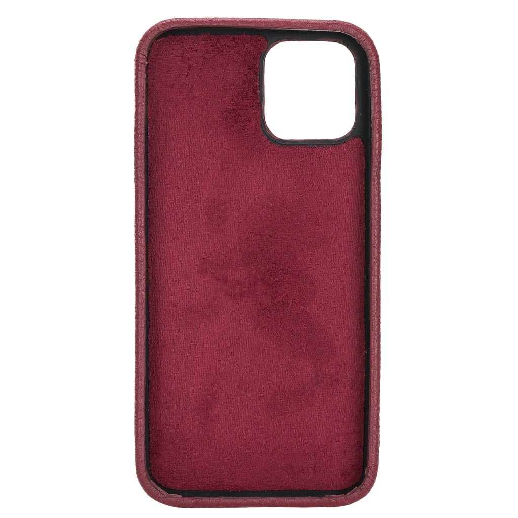 iPhone 12 Burgundy Leather Snap-On Case with Card Holder - Hardiston - 3