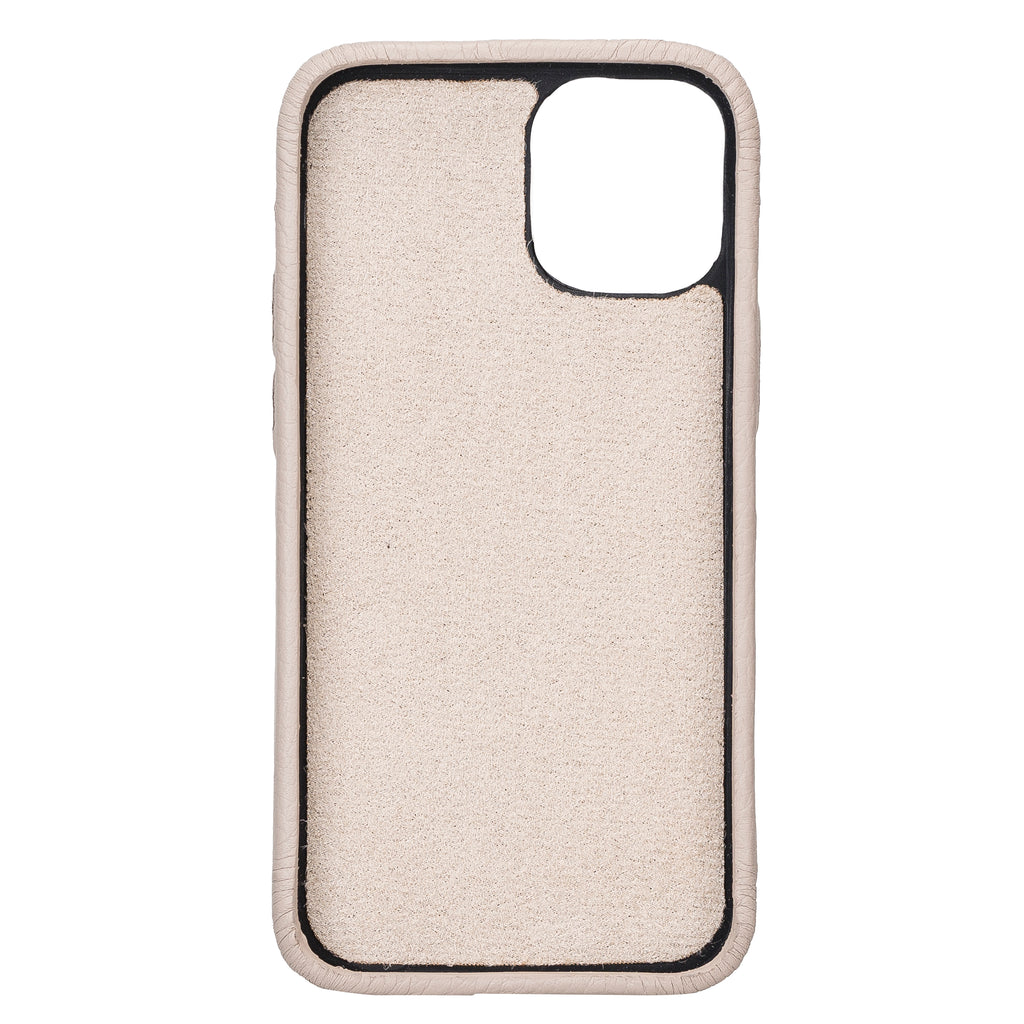 iPhone 12 Mini Beige Leather Snap-On Case with Card Holder - Hardiston - 3