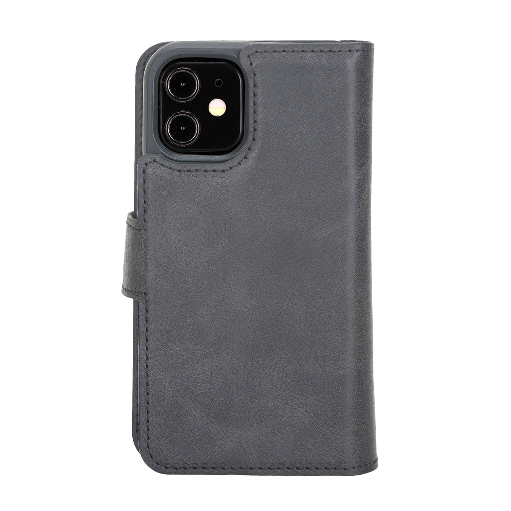 Text: iPhone 12 Mini Black Leather Detachable Dual 2-in-1 Wallet Case with Card Holder and MagSafe - Hardiston - 6