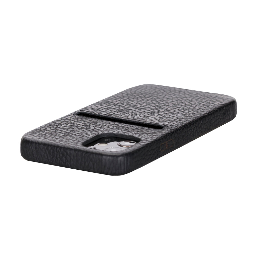iPhone 12 Mini Black Leather Snap-On Case with Card Holder - Hardiston - 6