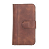 Text: iPhone 12 Mini Brown Leather Detachable Dual 2-in-1 Wallet Case with Card Holder and MagSafe - Hardiston - 4